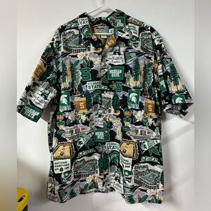 Vtg Reyn Spooner Michigan State Spartans Button Up Hawaiian Shirt Mens XXL